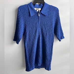 DKNY Women's Short Sleeve Half Zip Collared Sweater Size Medium